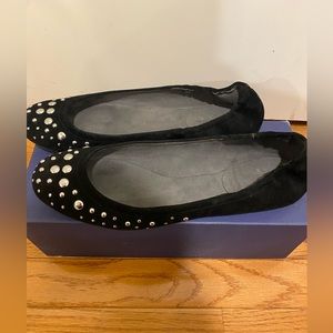 Brand new Stuart Weitzman ballet slipper black suede leather with silver size 9